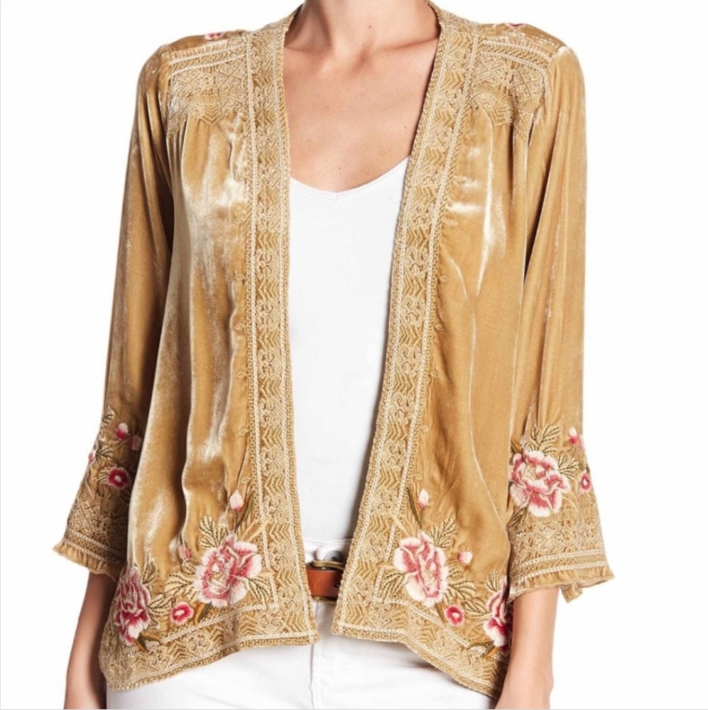 Johnny Was Leith Velvet Bolera Jacket